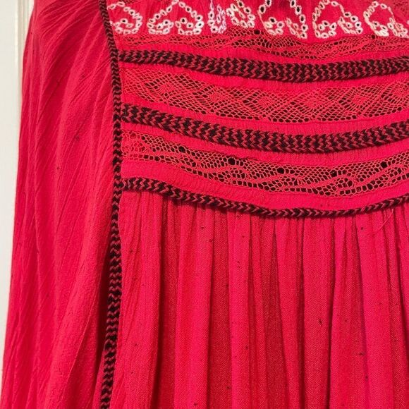 Free People Red Embroidered Blouse - Picture 9 of 11